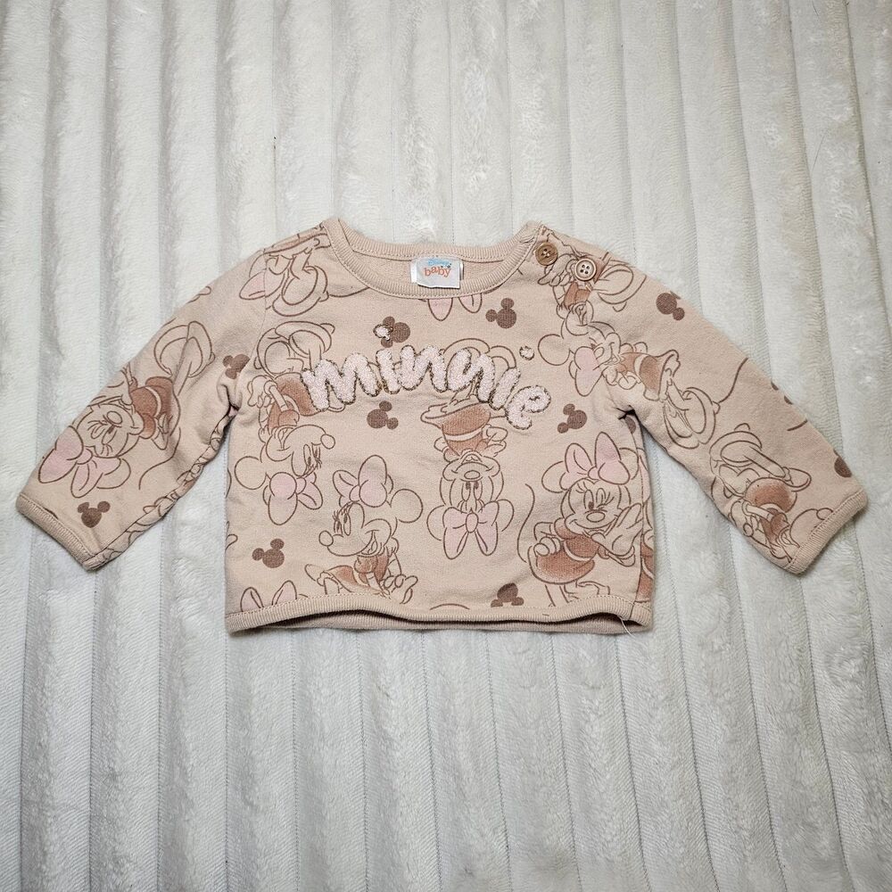 Disney Baby Pale Pink Minnie Mouse Embroidered Sweatshirt 0/3M